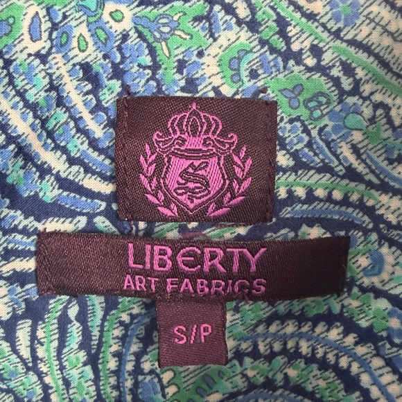 Liberty Art Fabrics Paisley Button Up Shirt Blue Green Cotton Small - Picture 6 of 13